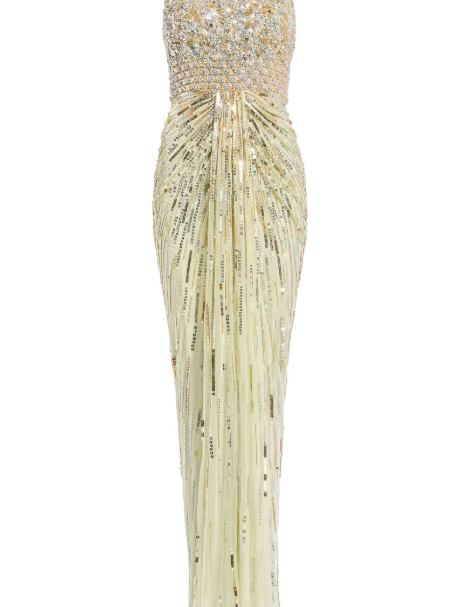 Abito Elixir lungo con paillettes in verde Jenny packham - donna 