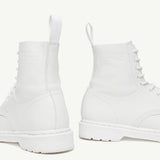 Stivaletti alti con lacci in bianco MM6 x Dr. Martens - donna 