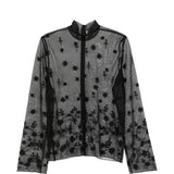 Blusa trasparente con ricamo a fiori in nero Toteme - donna 