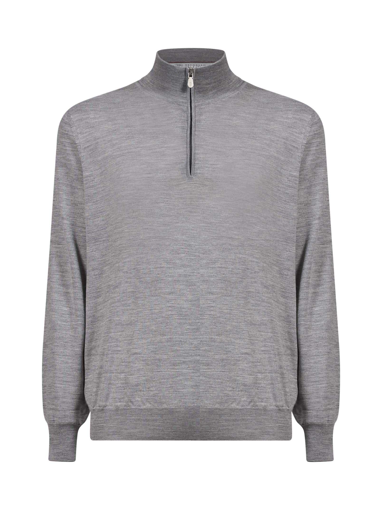 Maglione mezza zip in cashmere grigio 