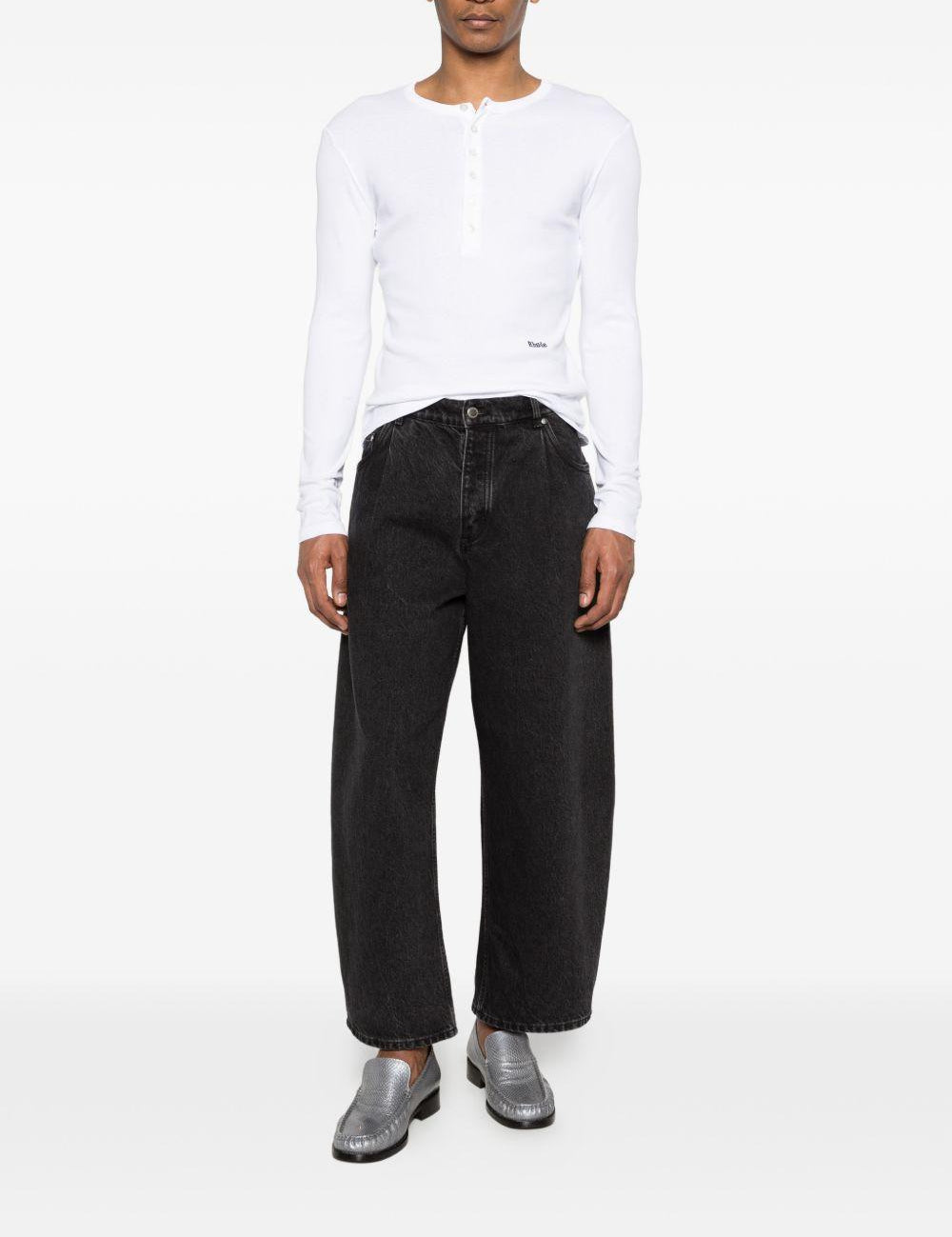 T-shirt a maniche lunghe con bottoni in bianco Rhude - uomo 