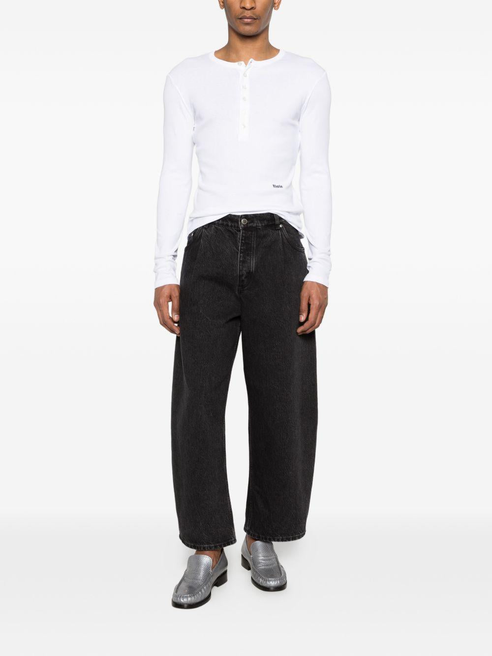 T-shirt a maniche lunghe con bottoni in bianco Rhude - uomo 