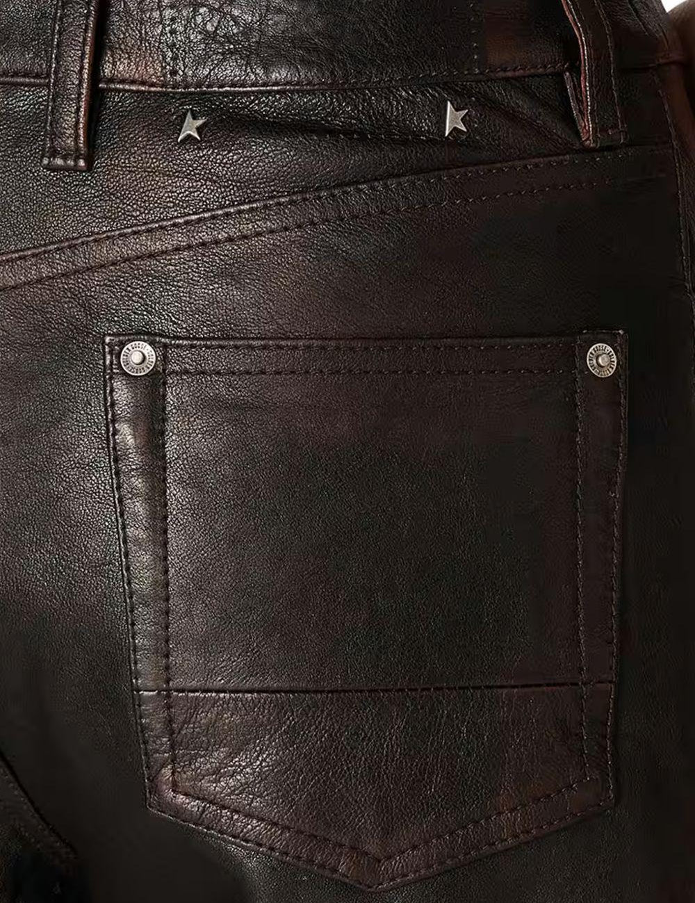 Jeans in pelle in nero Golden goose - donna 