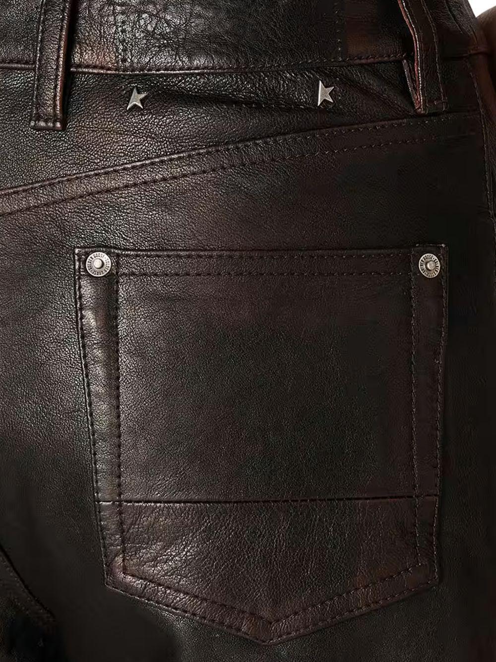 Jeans in pelle in nero Golden goose - donna 