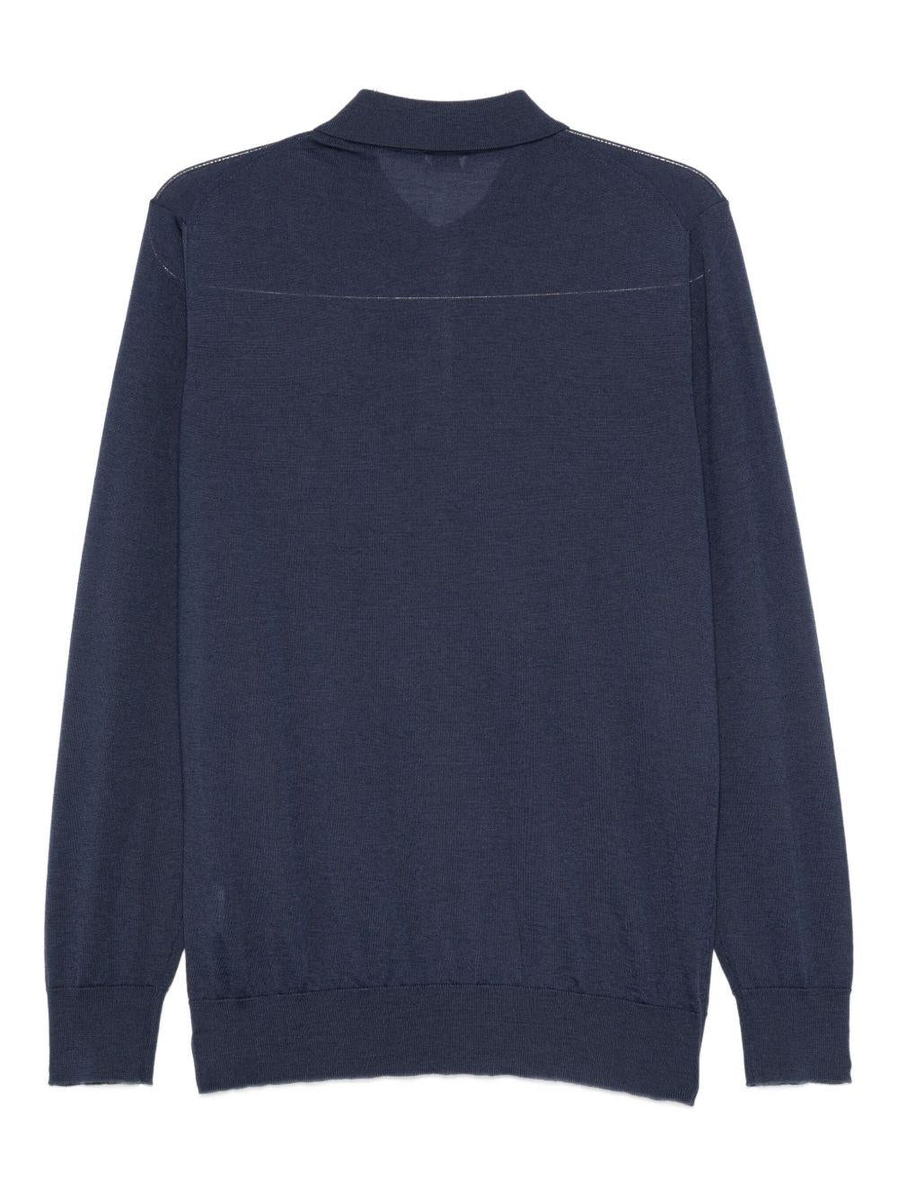 Polo a maniche lunghe in blu Caruso - uomo 