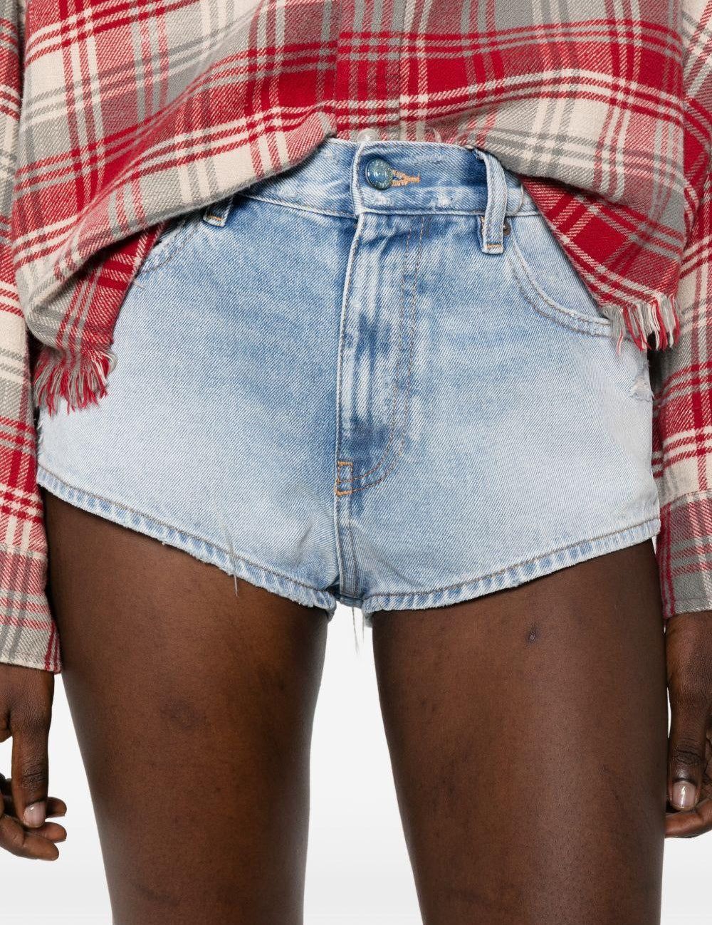 Shorts in denim con cut-out de-lunar in celeste Diesel - donna 
