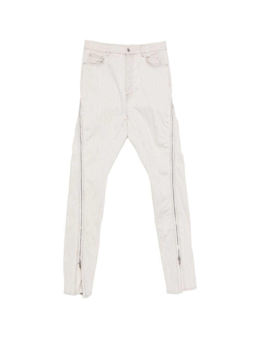 Jeans con zip laterale in avorio Rick owens drkshdw - uomo 