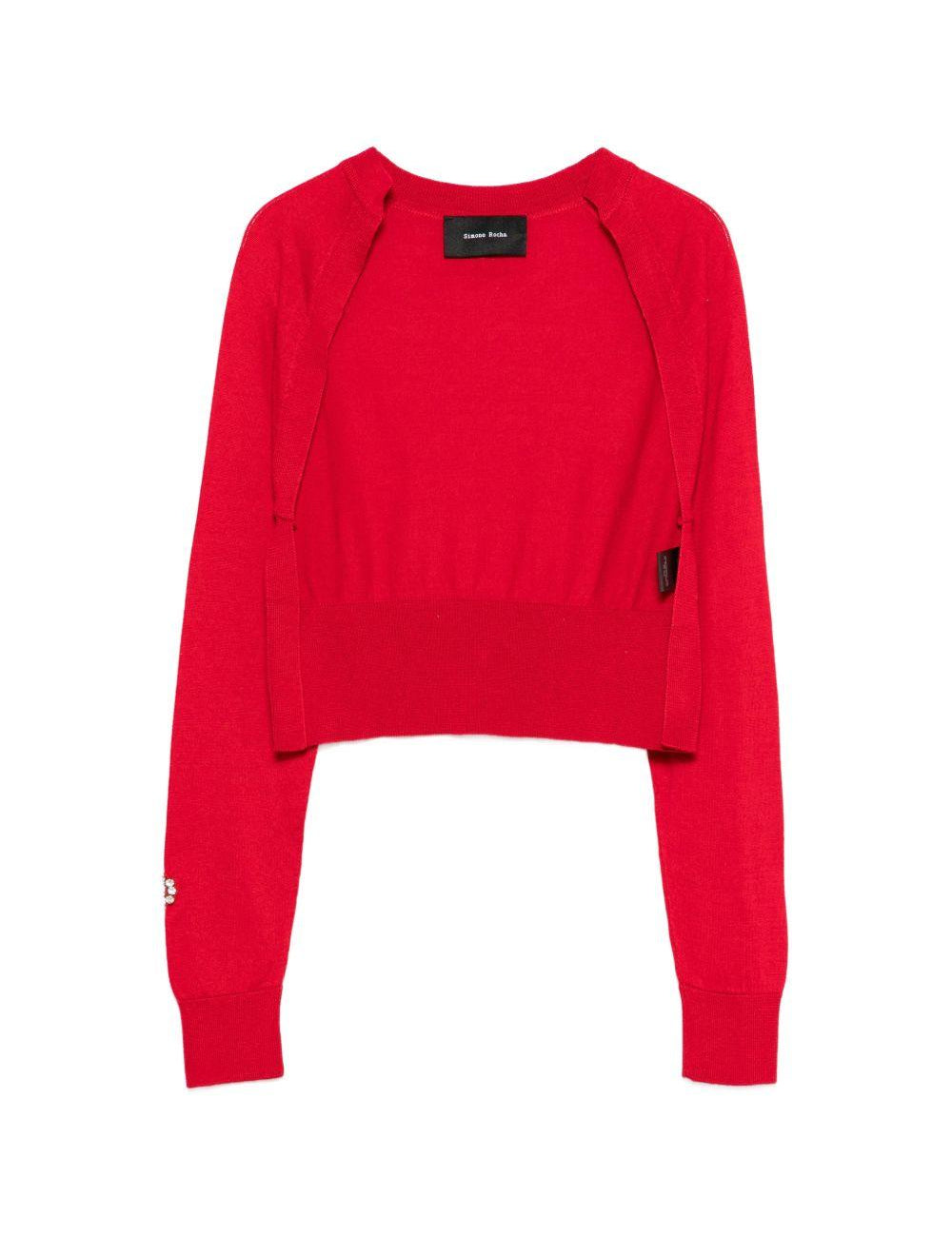 Cardigan con cristalli in rosso Simone rocha - donna 