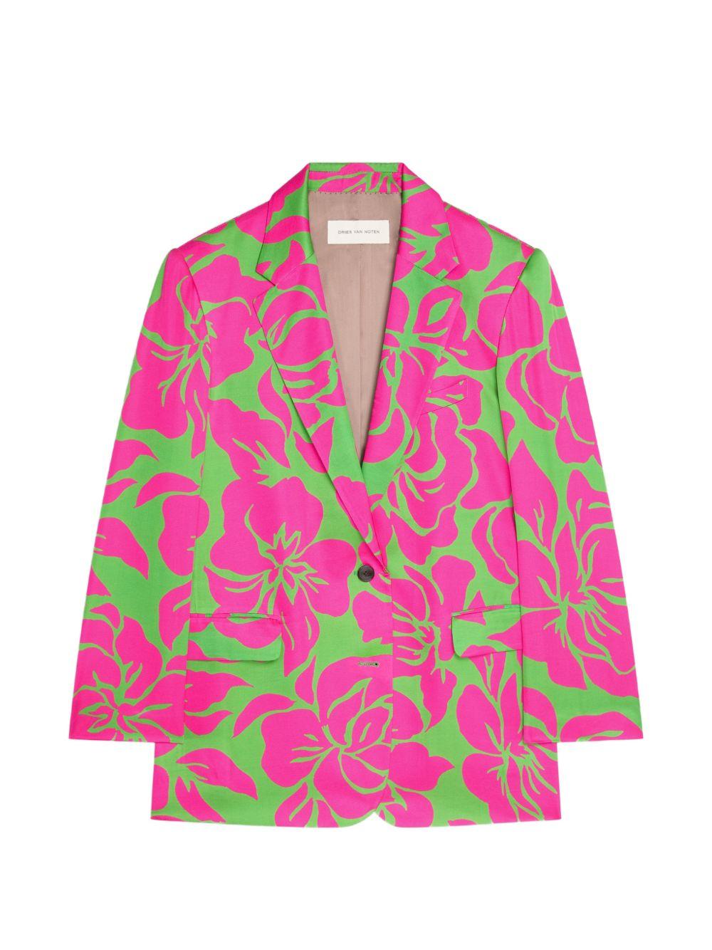 Blazer con stampa floreale bliss in verde e rosa Dries van noten - donna 
