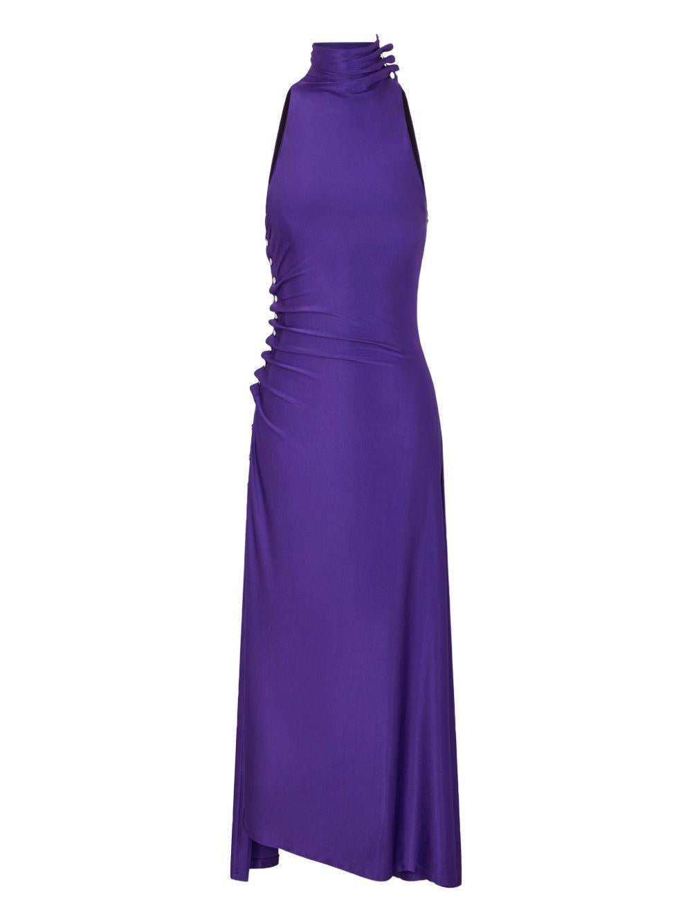 Abito midi con drappeggio in viola Rabanne - donna 