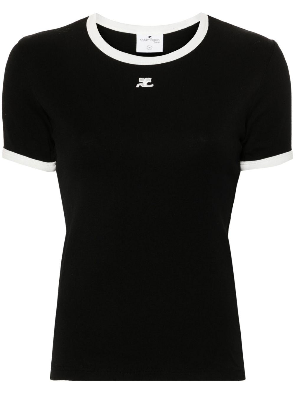 T-shirt con applicazione in nero Courrèges - donna 