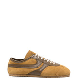 Sneakers a pannelli in pelle in marrone 