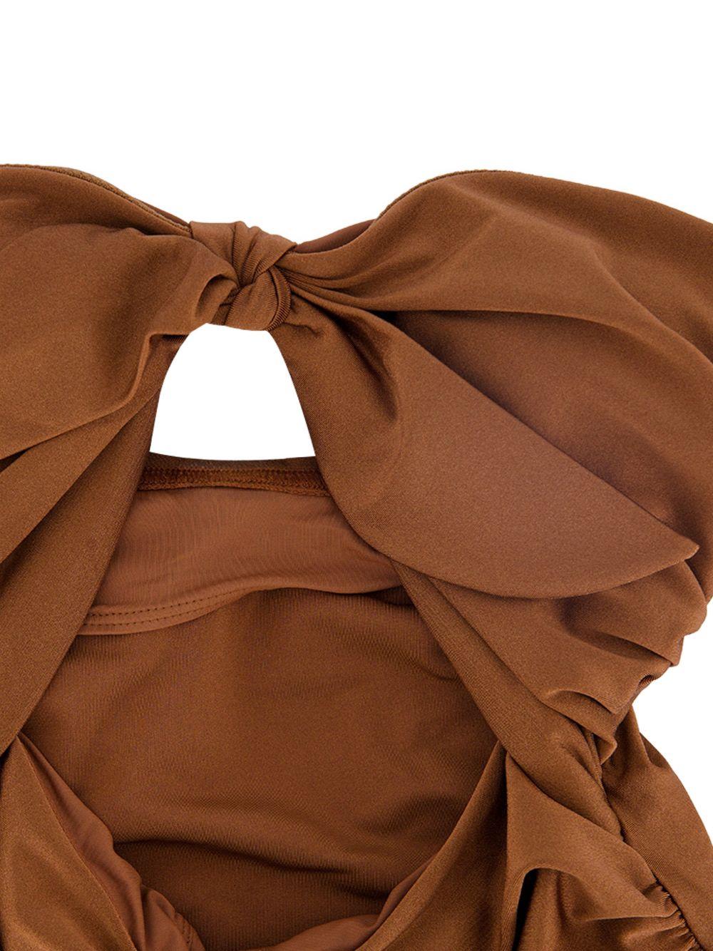 Costume da bagno con doppio fiocco Aster in marrone 