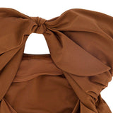 Costume da bagno con doppio fiocco Aster in marrone 