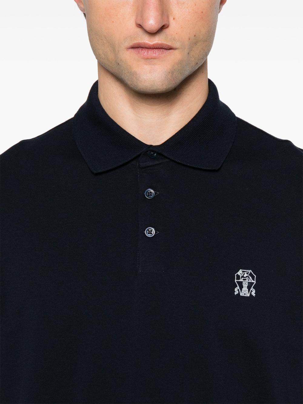 Polo con ricamo in nero Brunello cucinelli - uomo 