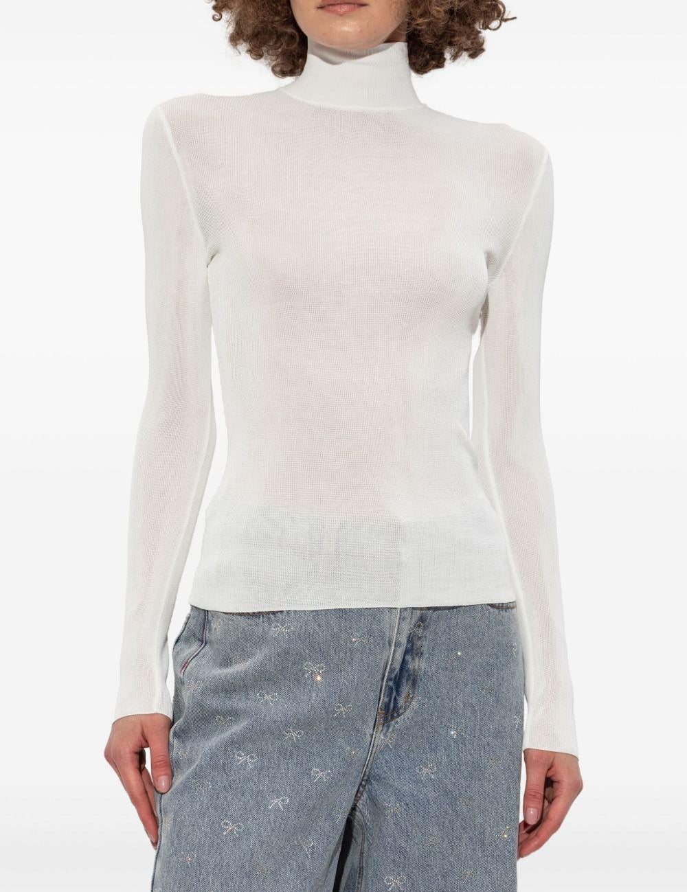 Maglia a coste a collo alto in bianco Self-portrait - donna 