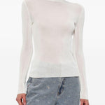 Maglia a coste a collo alto in bianco Self-portrait - donna 