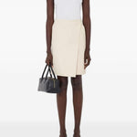 Gonna midi gora in pelle bianco Loulou de saison - donna 