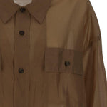Camicia con bottoni semi-trasparente in marrone The latest - donna<BR/><BR/><BR/> 
