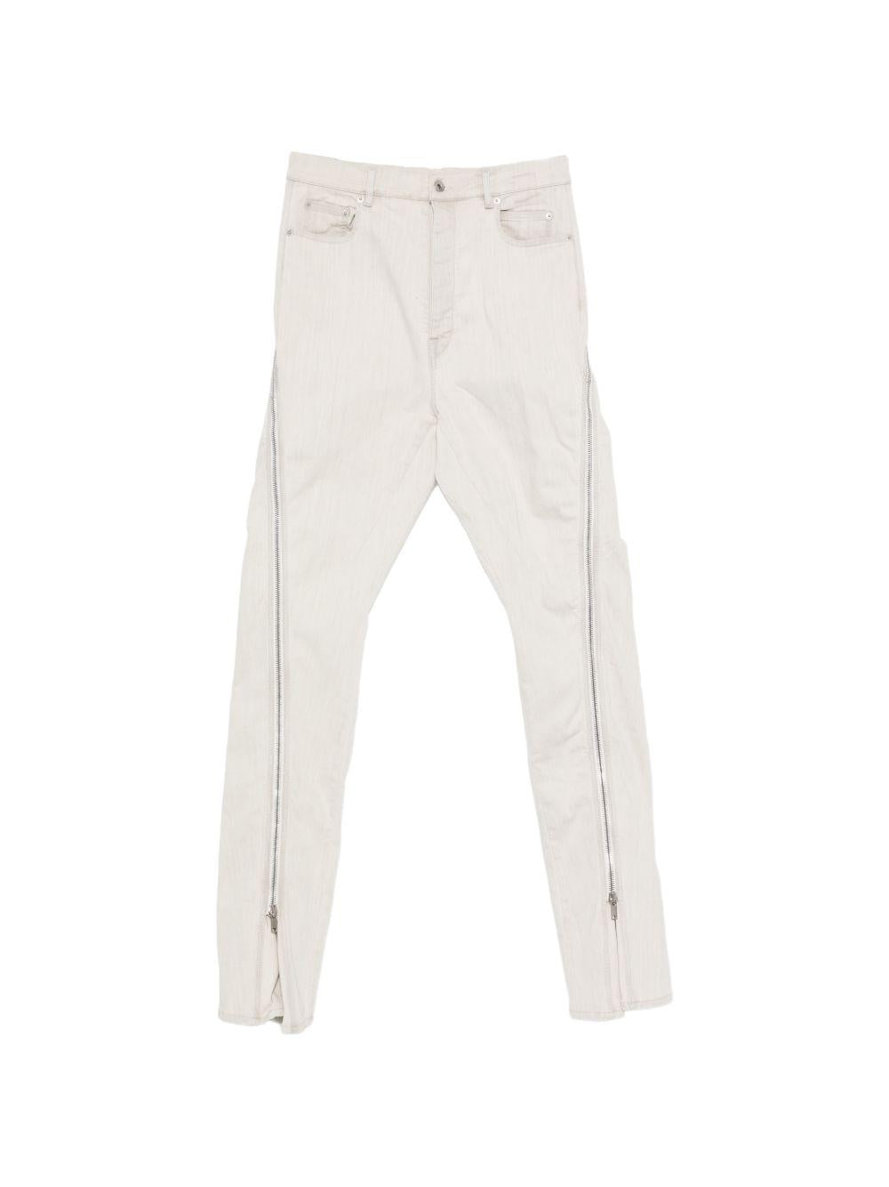 Jeans con zip laterale in avorio Rick owens drkshdw - uomo 