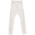Jeans con zip laterale in avorio Rick owens drkshdw - uomo 