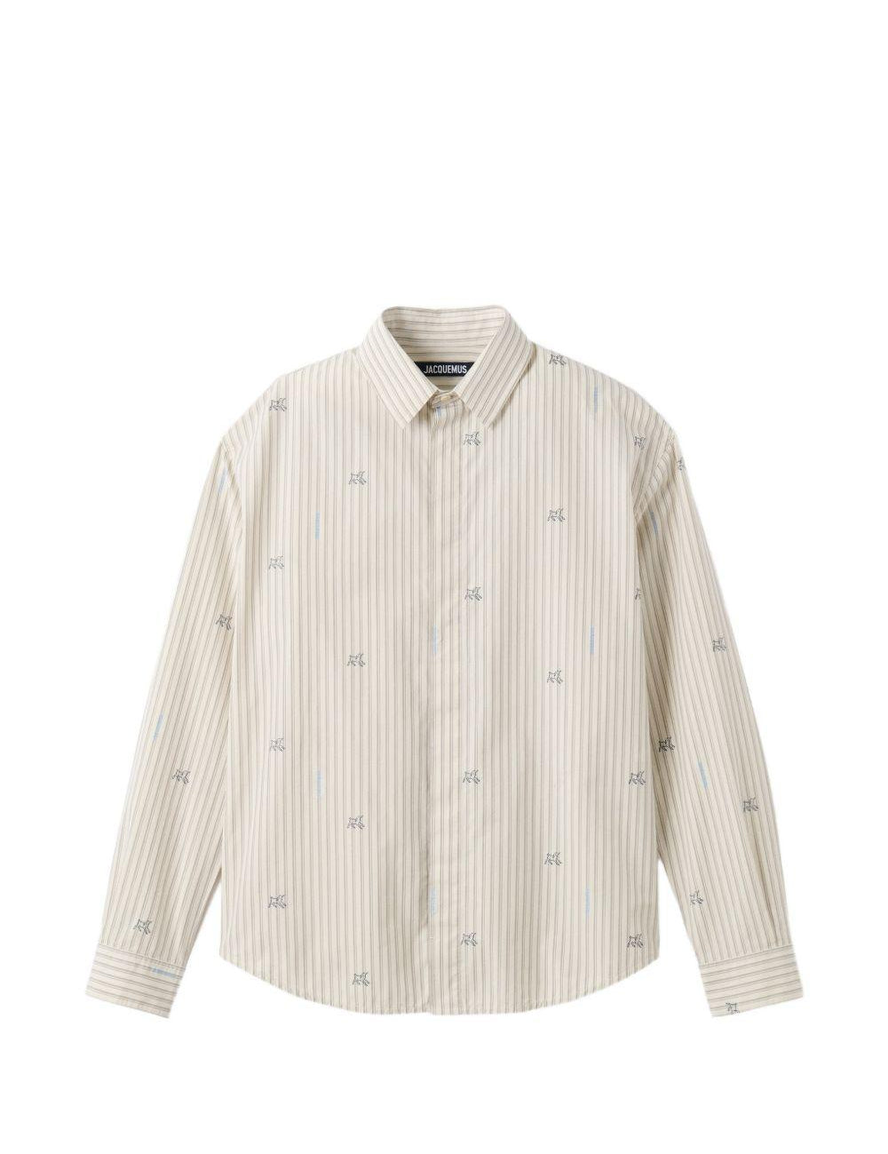 Camicia la chemise simon a righe in beige jacquemus - uomo 