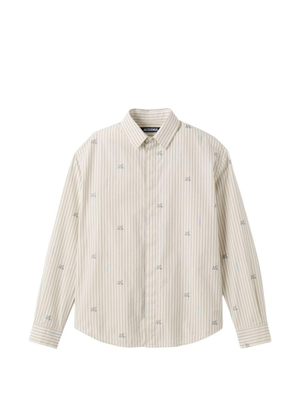 Camicia la chemise simon a righe in beige jacquemus - uomo 