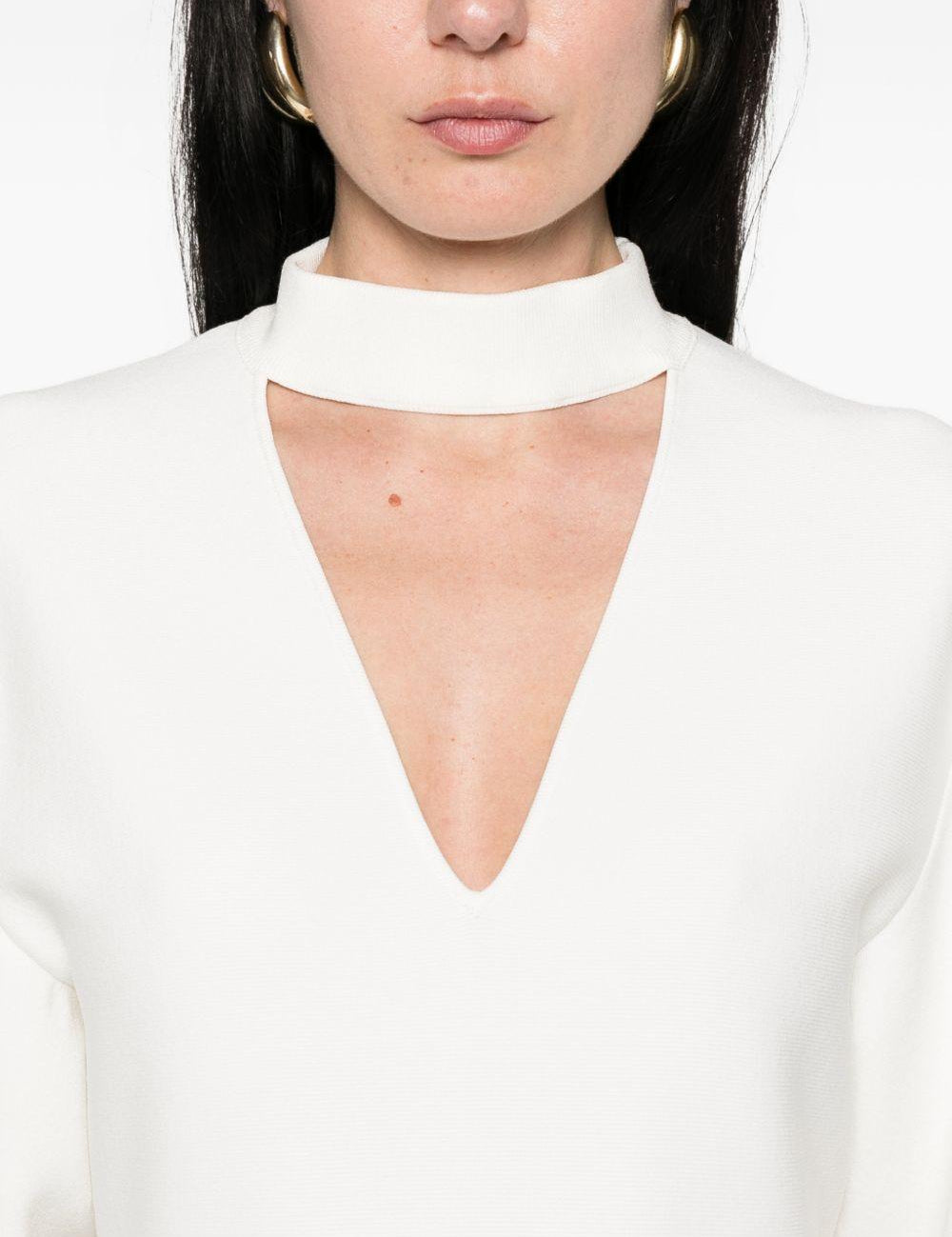 Abito midi con cintura in bianco 