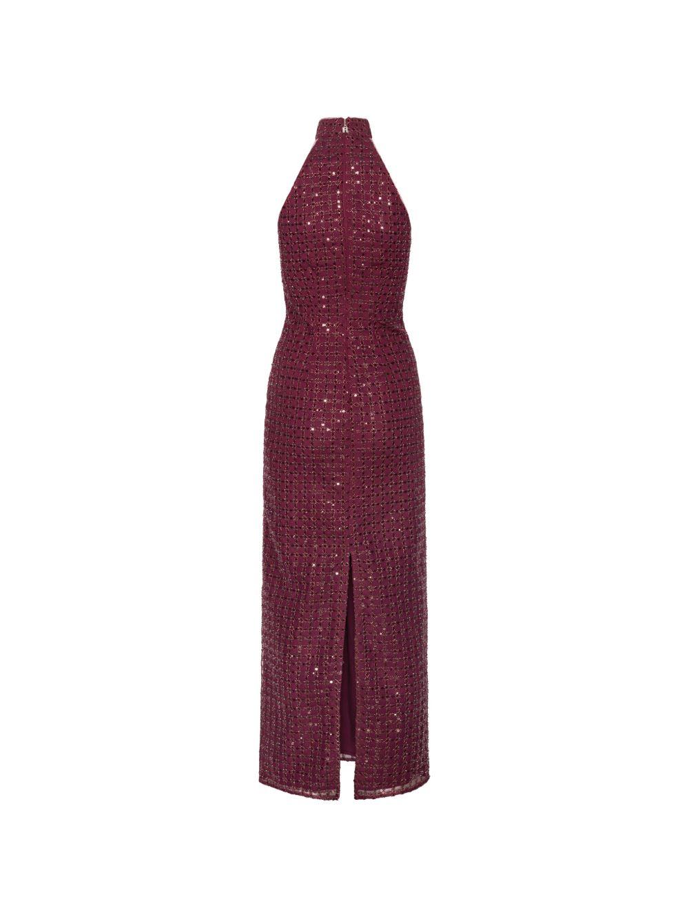 Abito lungo con paillettes in bordeaux 