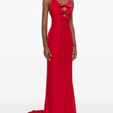 Abito da sera con fiocchi in velluto rosso Alessandra Rich - donna 