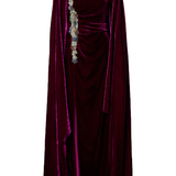 Abito in velluto brisha con ricamo di cristalli in viola Costarellos - donna 
