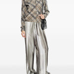 Pantaloni a gamba ampia elasticizzati in argento Diesel - donna 