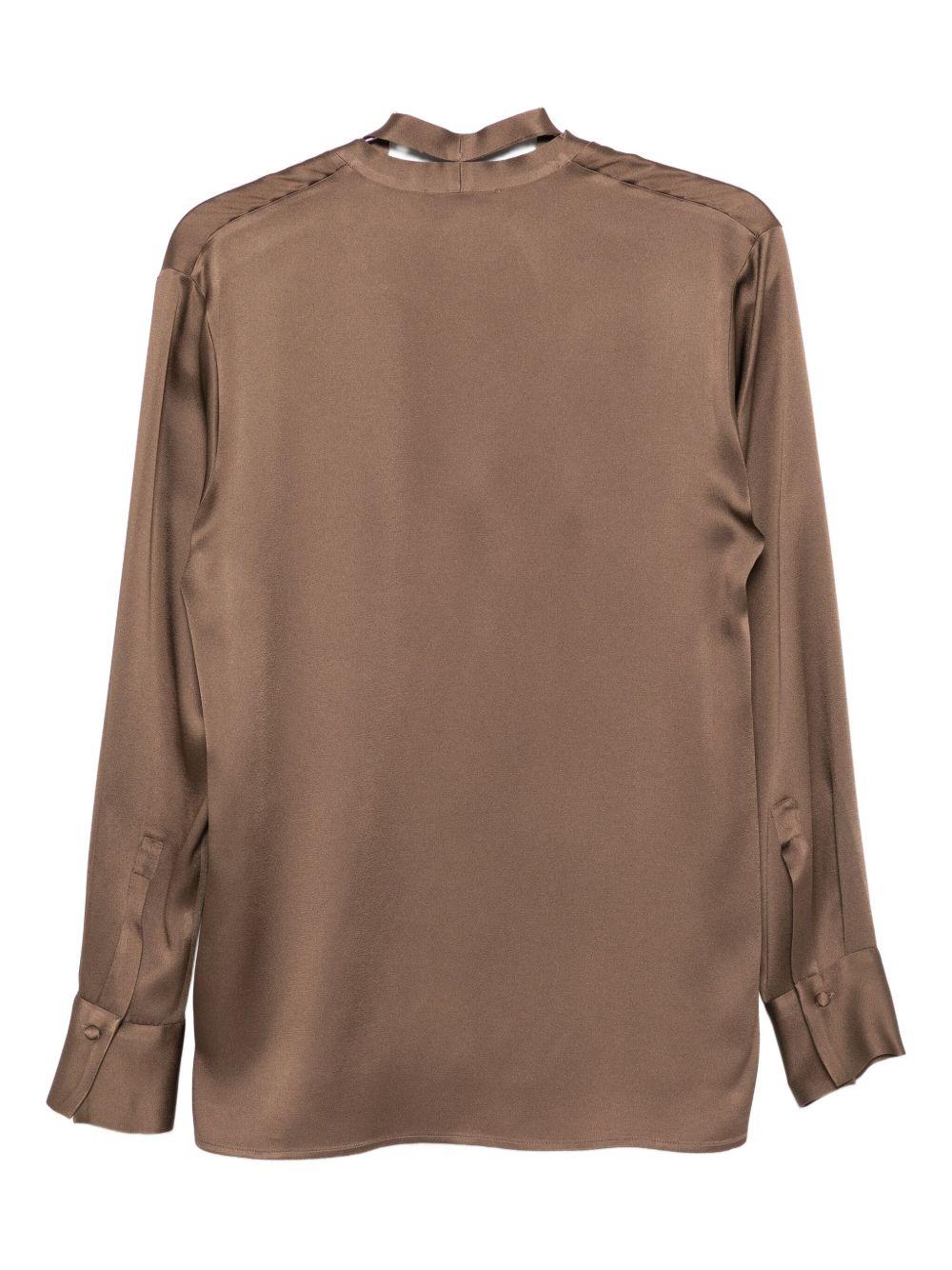 Blusa con collo lavallière iin marrone Antonelli - donna 