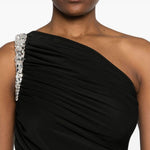 Abito corto drappeggiato con cristalli in nero David koma - donna 