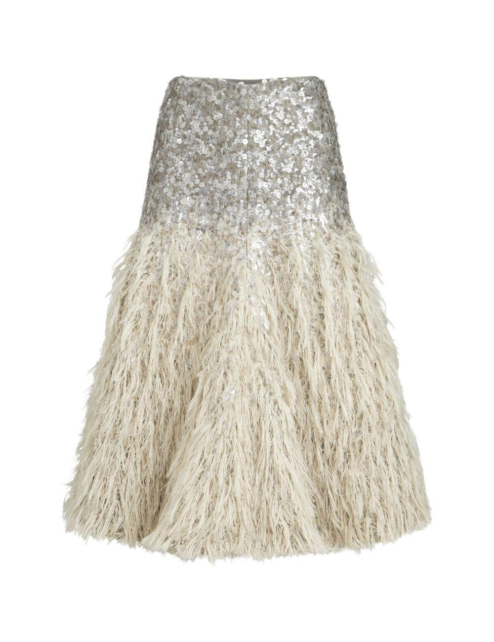 Gonna midi con paillettes in argento Brunello cucinelli - donna 