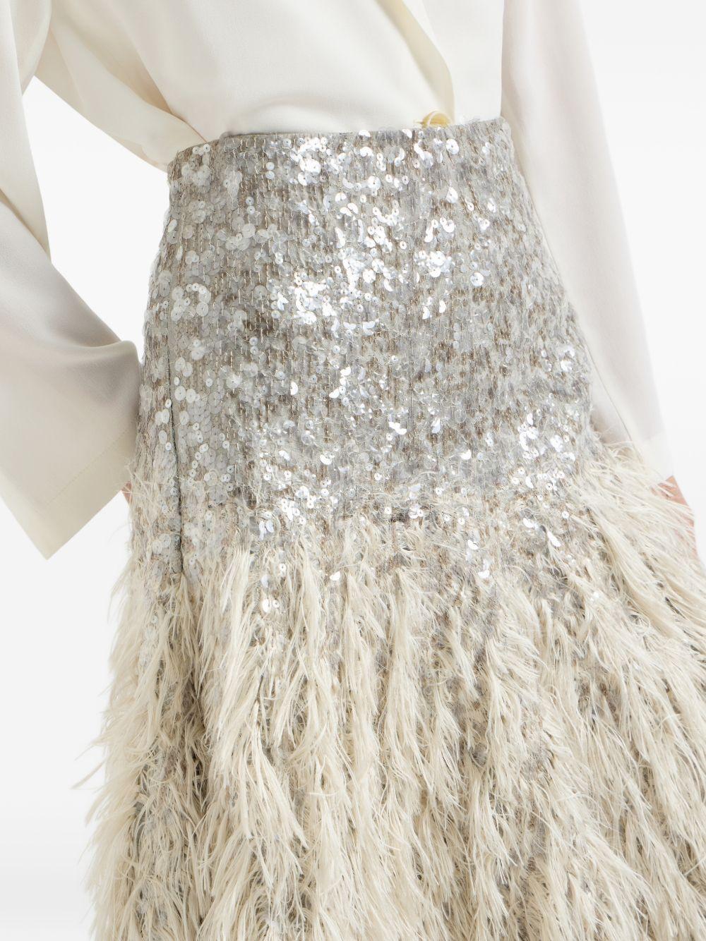 Gonna midi con paillettes in argento Brunello cucinelli - donna 