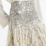 Gonna midi con paillettes in argento Brunello cucinelli - donna 