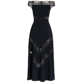 Abito midi in pizzo con spalle scoperte in nero Elie saab - donna 