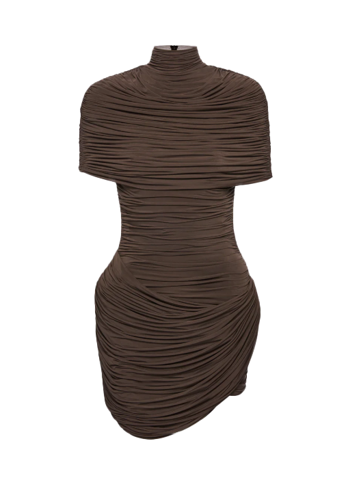 Mini abito con ruches in marrone Magda butrym - donna 