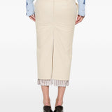 Gonna midi con bordo a righe in beige The attico - donna 