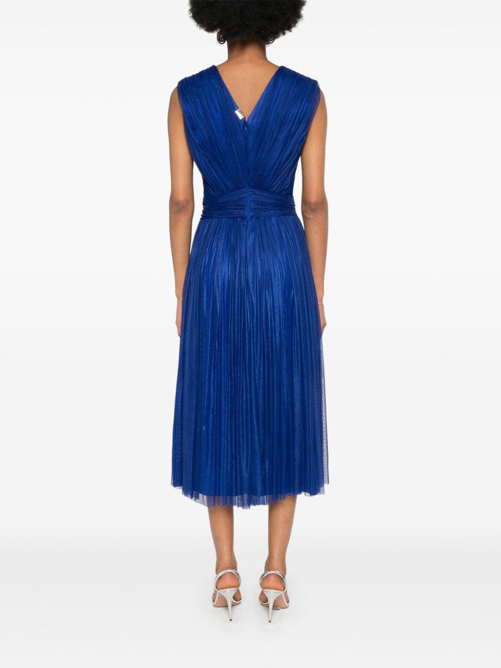 Abito midi drappeggiato in blu - donna 