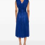 Abito midi drappeggiato in blu - donna 