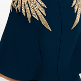 Abito lungo star shower con cristalli in blu Jenny packham - donna 