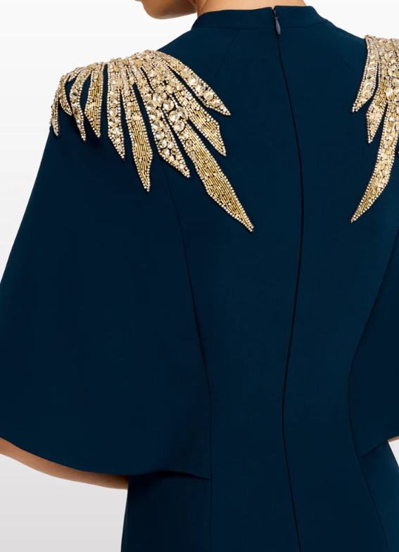Abito lungo star shower con cristalli in blu Jenny packham - donna 