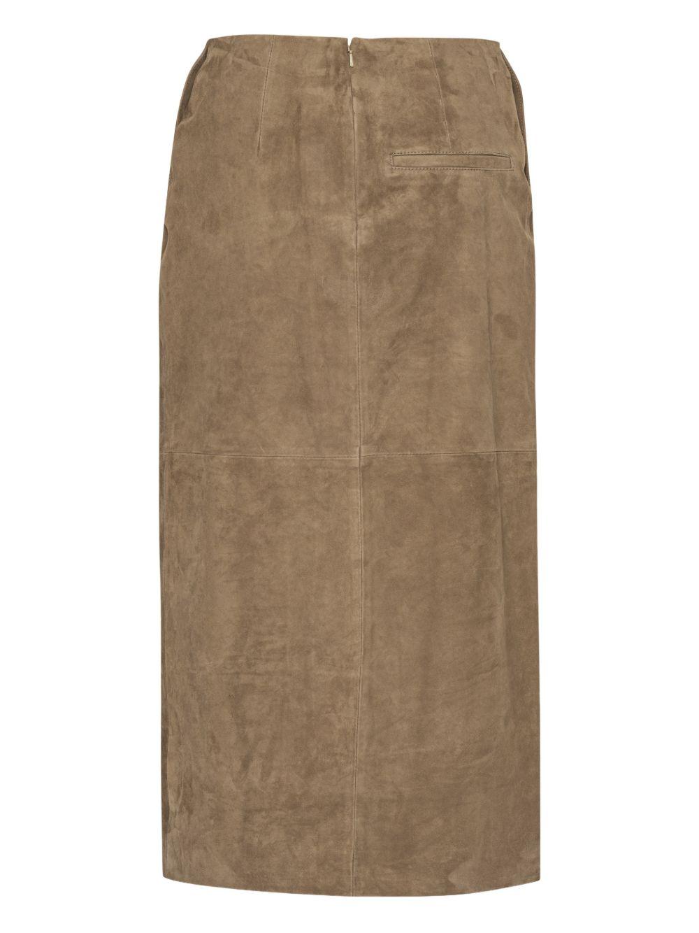 Gonna midi con spacco in marrone Rotate - donna 