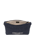 Clutch con logo stampato in rafia in blu Jimmy choo - donna 