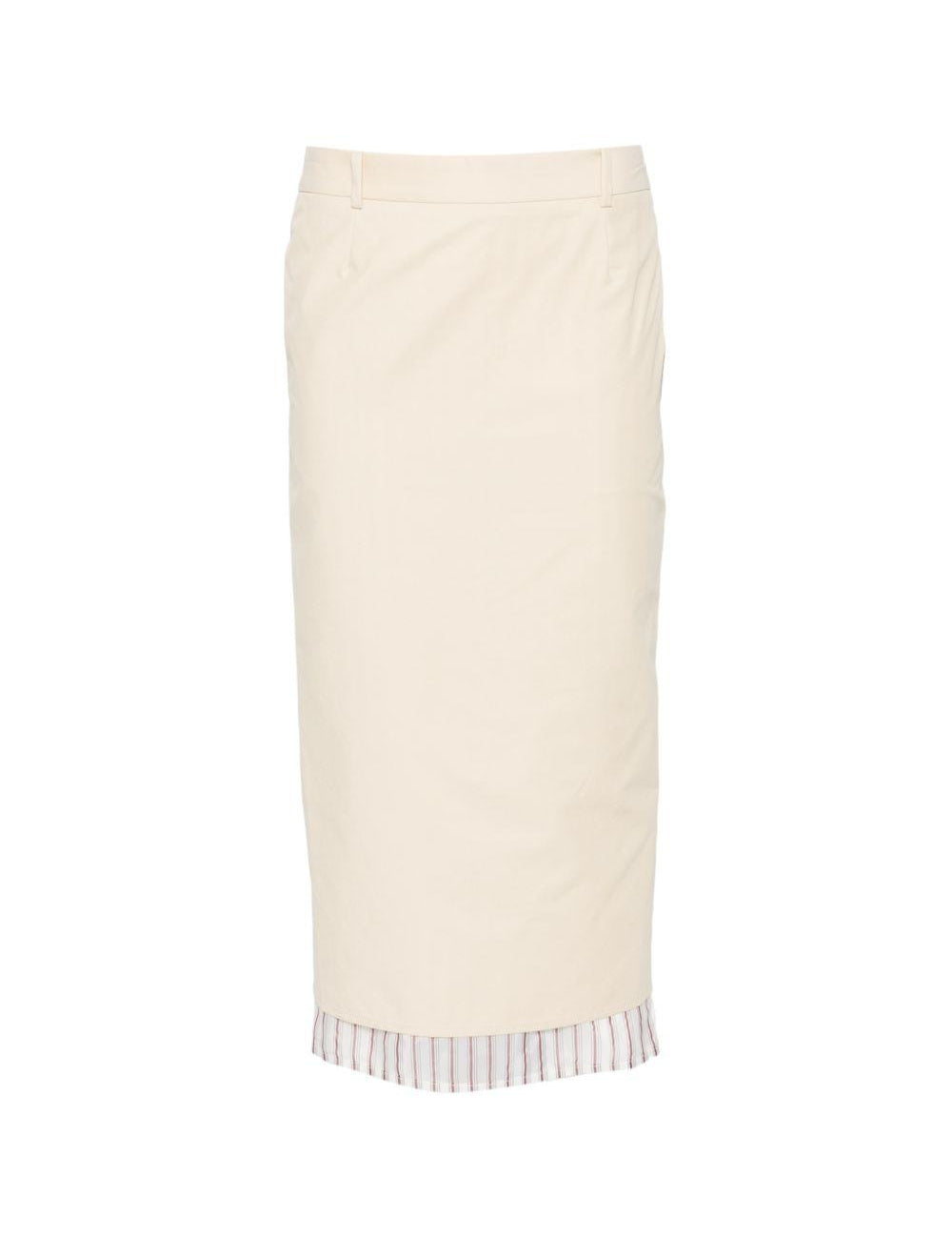 Gonna midi con bordo a righe in beige The attico - donna 