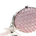 Borsa ovale con catena di cristalli in rosa 
