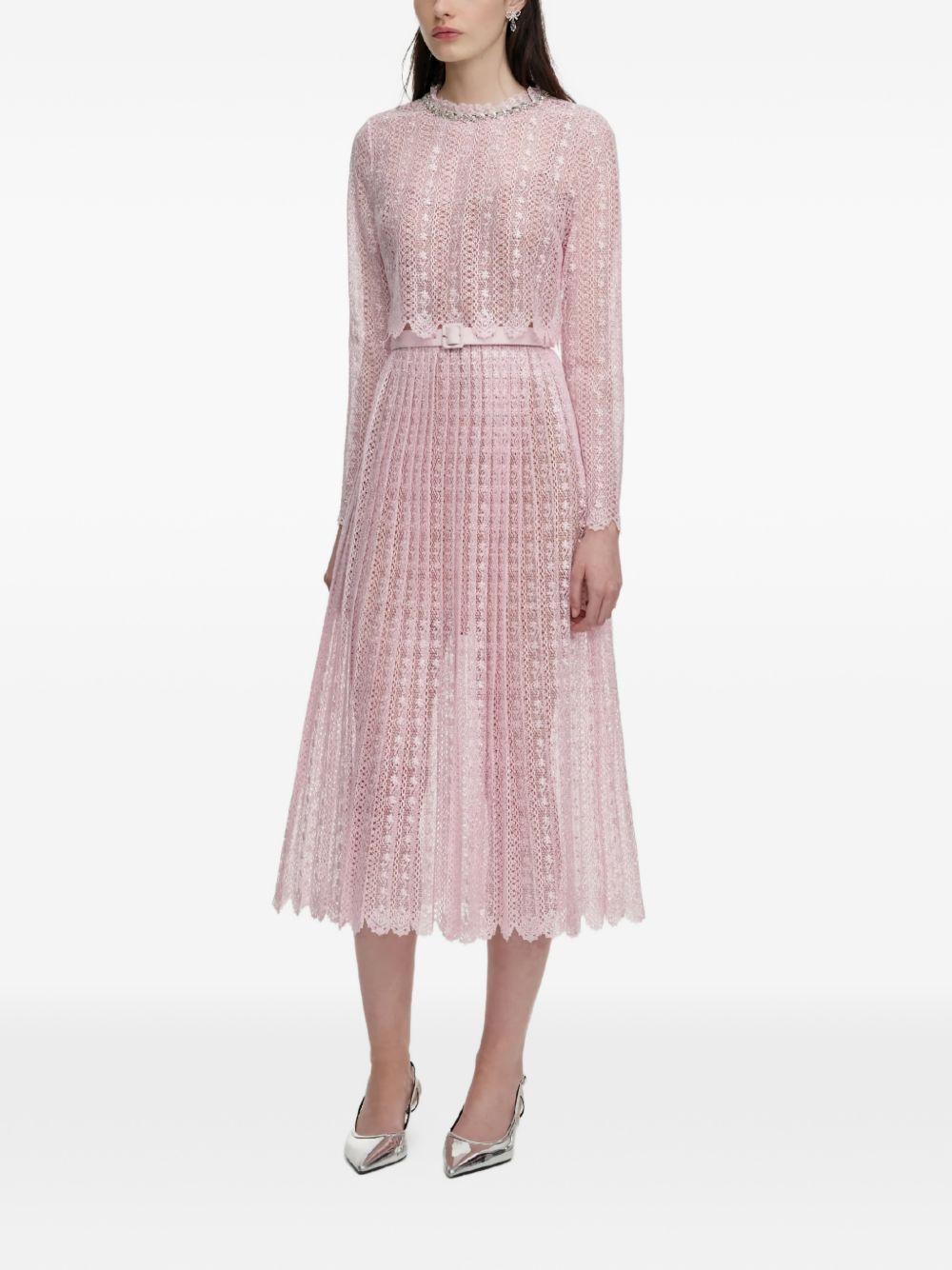 Abito midi plissettato in rosa Self-Portrait - donna 