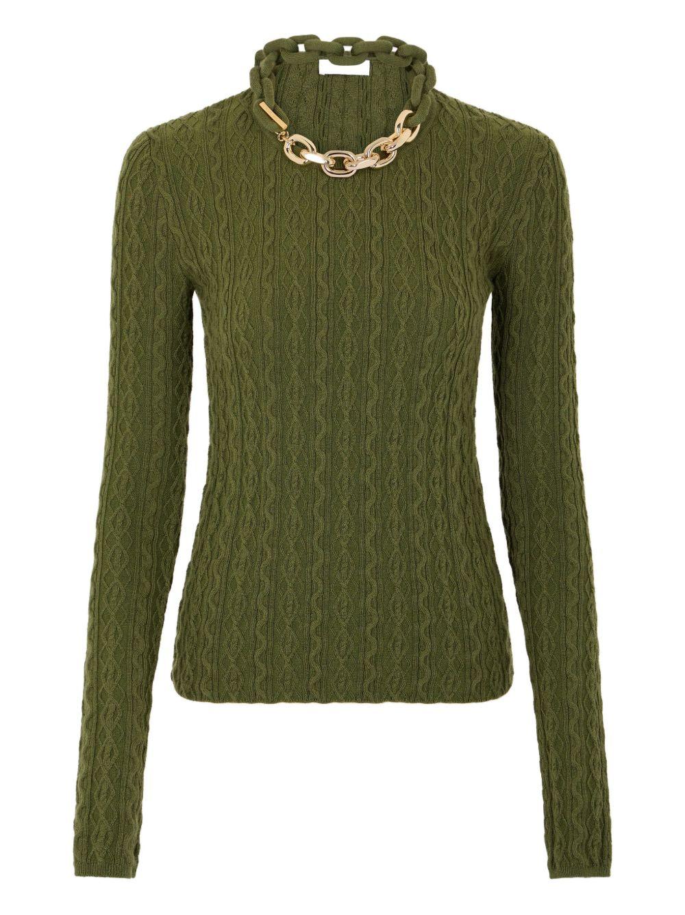 Maglione con dettaglio a catena in verde Rabanne - donna 
